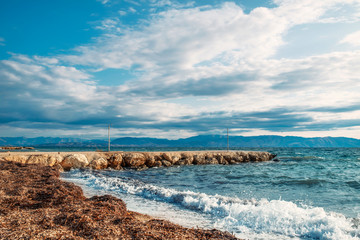 Fototapeta na wymiar Sandy beach on Corfu island, Greece.