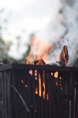 fire burning in a fireplace
