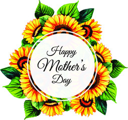 Watercolor Happy Mother's Day Floral Frame Background