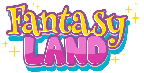 Font design for word fantasy land in pink and yellow