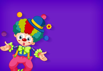 Background template design with happy clown juggling balls