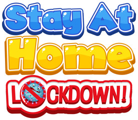 Font design for words stay at home on white background