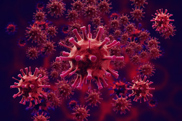 Coronavirus outbreak and coronaviruses influenza background as dangerous flu strain cases as a pandemic medical health risk concept with disease cells.