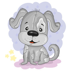 Cute Cartoon dog. vector print. Good for greeting cards, invitations, decoration, Print for Baby Shower, etc
