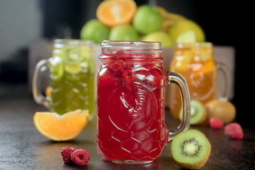 fruit tea on the black table