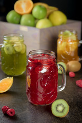 fruit tea on the black table