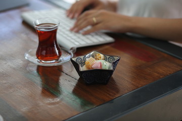 tea and sugar on the work table