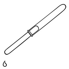 Glass medical pipette. Vector illustration. Sketch. Contour on an isolated background. Instrument for infusion of drugs into the eye, nose, ear. It is also used for a set of oils for cosmetic purposes