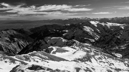 mountain landscapes in black and white