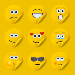 Vector modern yellow face stickers creative background