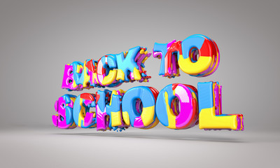 Back to school, colorful concept - 3D rendering, 3D illustration