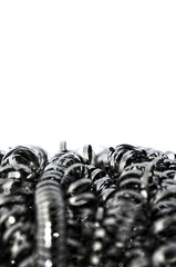 Steel wool detail photo with strong defocus. Household cleaning