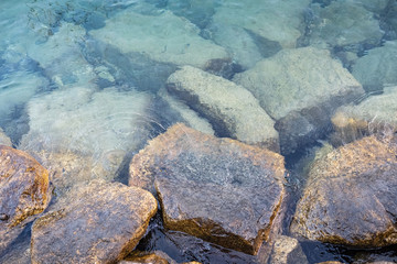 Rock under clear water shore. Pattaya beach, Thailand. ASEAN. South East Asia