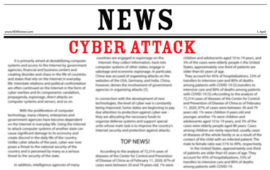 Obraz premium Closeup view of newspaper with headline CYBER ATTACK