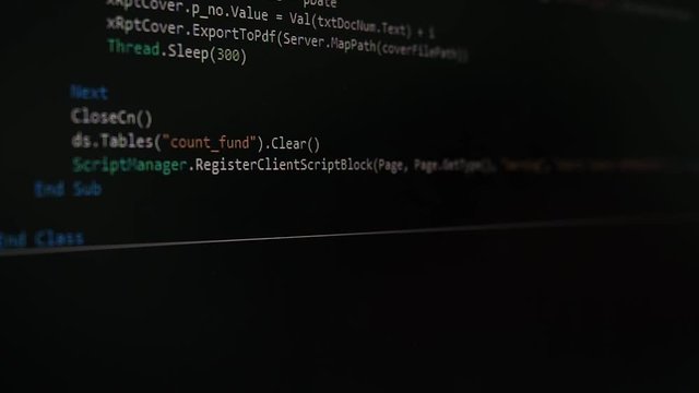 Web, application and software developement. Programming code on a monitor.