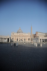 Rome, Italy-29 Mar 2020: Popular tourist spot Saint Peter is empty following the coronavirus confinement measures put in place by the governement, Rome, Italy