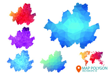 Seoul Map - Set of geometric rumpled triangular low poly style gradient graphic background , Map world polygonal design for your . Vector illustration eps 10.