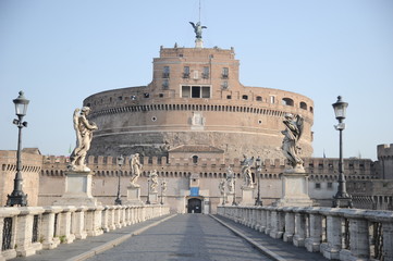 Rome, Italy-29 Mar 2020: Popular tourist spot Castel Sant'Angelo is empty following the coronavirus confinement measures put in place by the governement, Rome, Italy