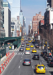 New York street with yellow cab