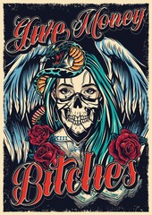Colorful chicano tattoo poster