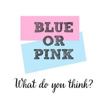 Blue or pink? Gender reveal party card, banner vector element  design