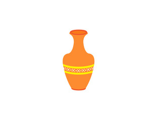vase crafted pottery vector, decorative jar clay design logo symbol, flat illustration on a white background