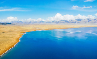 Obraz premium aerial view of Sayram Lake