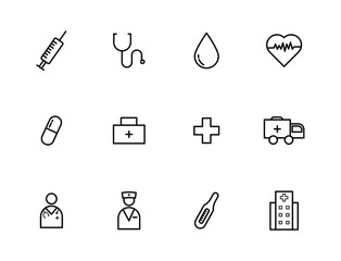 Medical line icons. Stroke vector elements for trendy and modern design. Vector line icons isolated on a white background. Vector illustration. 