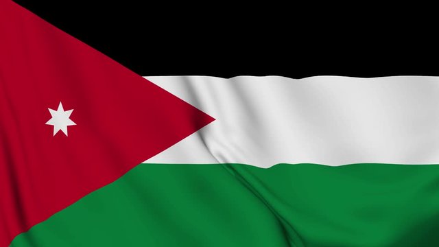 Jordan flag is waving 3D animation. Jordan flag waving in the wind. National flag of Jordan. flag seamless loop animation. 4K