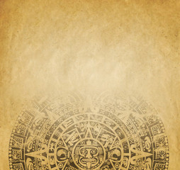 Fototapeta na wymiar Aztec calendar on old paper