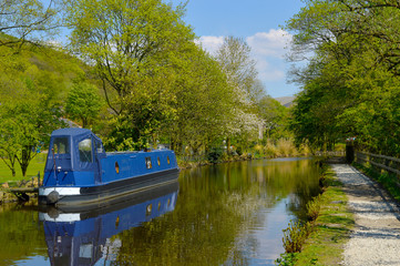 Huddersfield Narrow Canal barge in Friezland Oldham