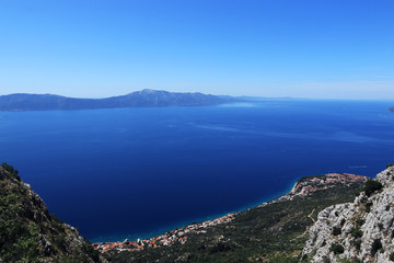Infinite sea surface. Huge meat and salt water supply. View from Sveti Ilija on Korčula peninsula and cities as Gradac and Brist in Split-Dalmatia County, in Southern Croatia. Landscape lovers