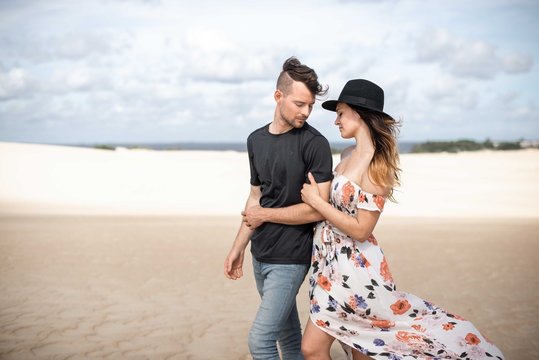 Couple at the Sand Dunes Beach in South Carolina