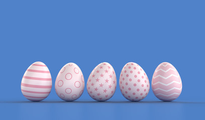 Happy Easter background with colorful 3d decorated eggs, Realistic holiday decoration with typography quote for celebration. greeting card, ad, promotion, poster, flyer, web-banner, article