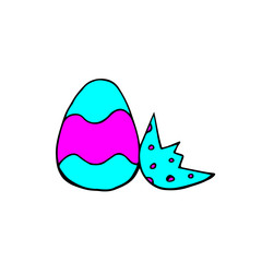 Easter egg and shell on a white background. Doodle sketch Vector drawing