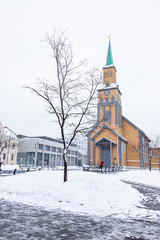 Tromsø Damkirke antica chiesa in legno nel centro della città
