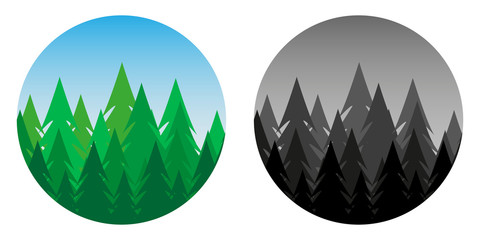 Spruce logo template. Tree silhouette. Creative symbol for corporate identity, advertising, poster, banner, web and flyer. Forest company logo. Forest care concept. Vector