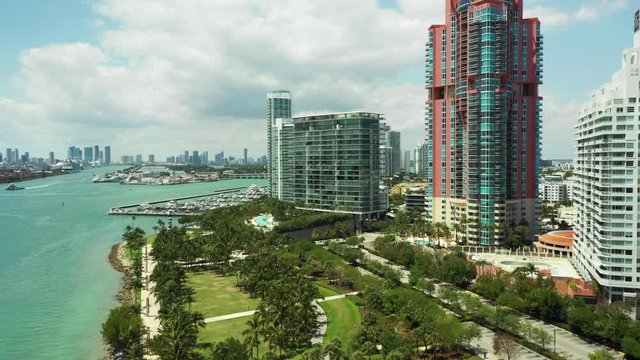 Aerial approach Miami Beach Apogee Condominium