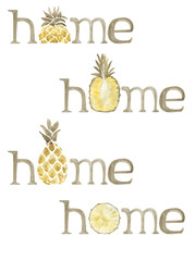 hand lettering home with pineapple watercolor