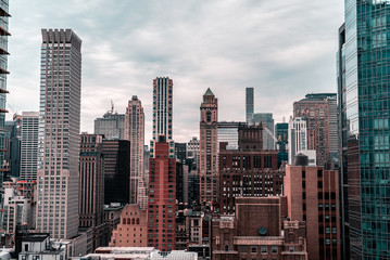 Empty and Silent streets of New York City aerial view