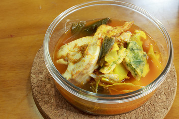 Sour Soup with Fish and Cha Om Eggs