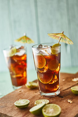 Glasses of iced tea.