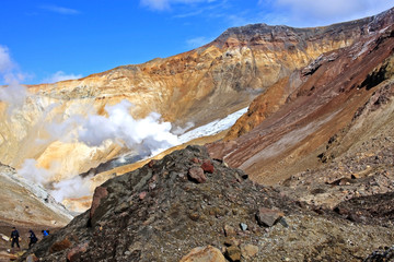 Tourists in Kamchatka Peninsula, Russia