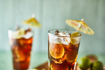 Glasses of iced tea.