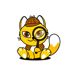 Vector illustration of a cat detective. Mascot cat