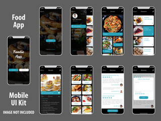 Food Recipes App Ui Kit - obrazy, fototapety, plakaty