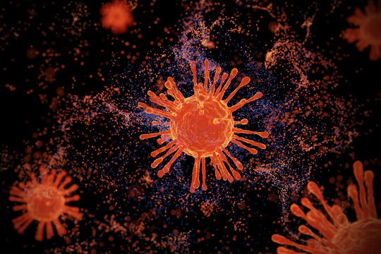 Coronavirus COVID-19 3D Illustration concept design render for background.