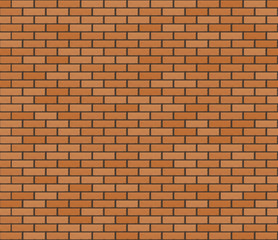 Orange brown realistic brickwall. Vector seamless texture