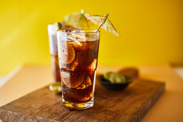 Glasses of iced tea.