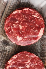 Cutlets from fresh beef meat for the grill